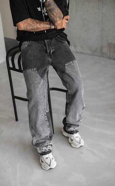 Модные мужские джинсы с боковыми карманами на штанине